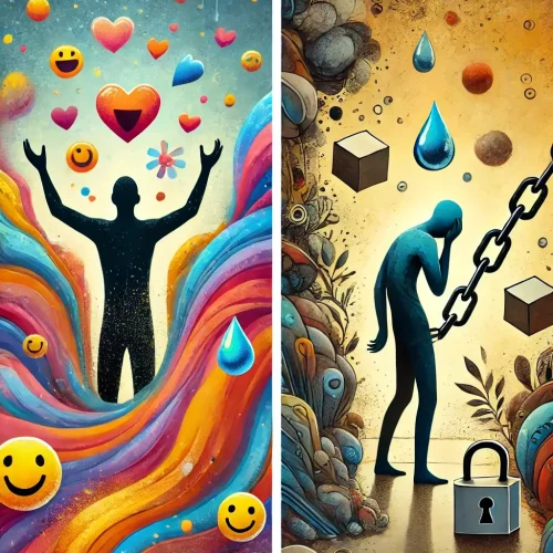 dalle-2024-07-18-12-41-40-a-vertical-image-illustrating-contact-with-emotion-versus-emotional-suppression-from-a-different-perspective-on-the-left-show-a-person-embracing-t